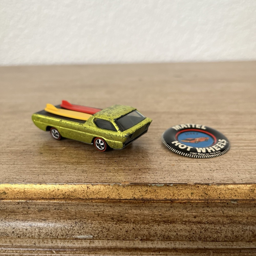 1968 Hot Wheels Redline Deora Lime Green Hong Kong w/ Original Surfboards